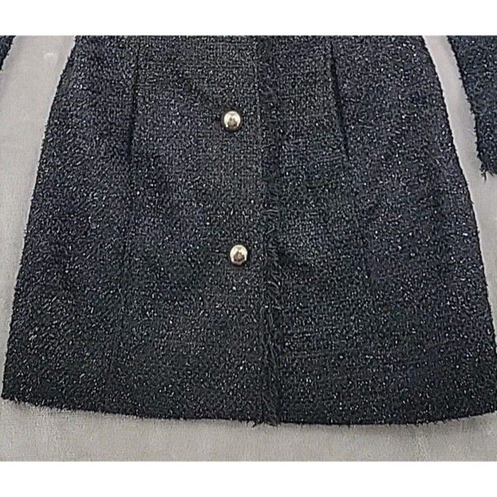 Sail To Sable Womens Coat Size XXS Sequin Tweed Black Jacket NEW Fringe Lined - Picture 4 of 16